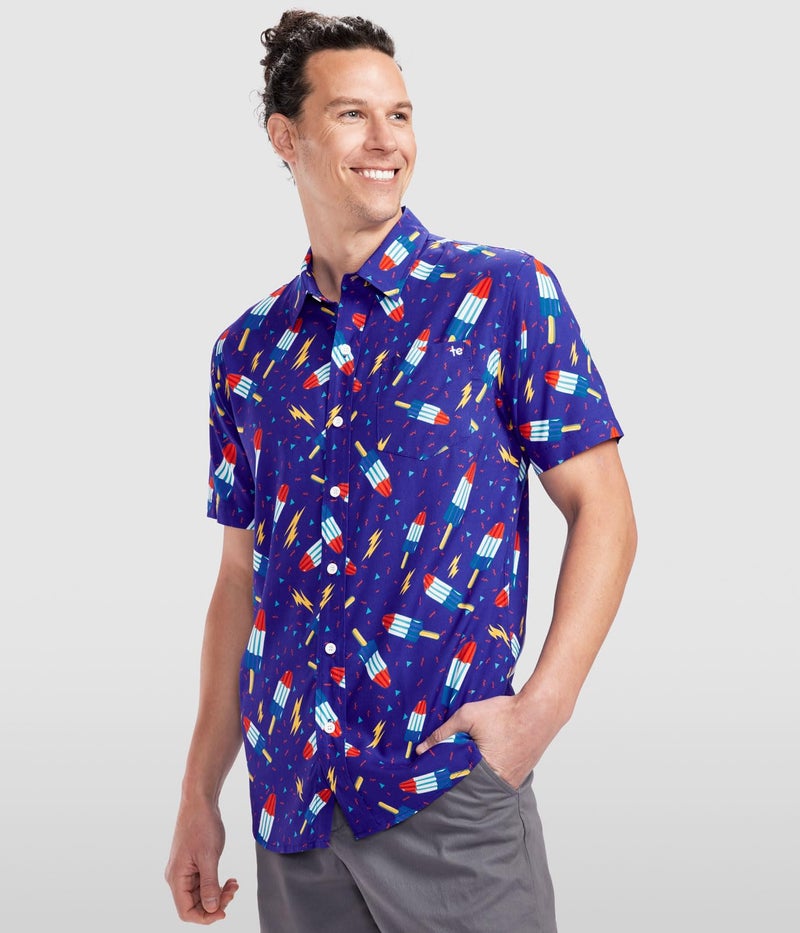 Tipsy Elves Blue Grand Finale Popsicle USA Button Down Shirt for Men Size XX-Large - Image 2